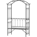 Garden Arbour Bench for Two with Extra Wide Seat and Climbing Plant Support Black Outsunny