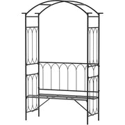 Garden Arbour Bench for Two with Extra Wide Seat and Climbing Plant Support Black Outsunny