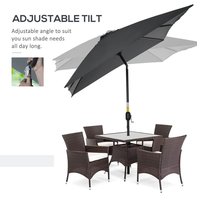 3x2m Stylish Patio Parasol Rectangular - Black Outsunny