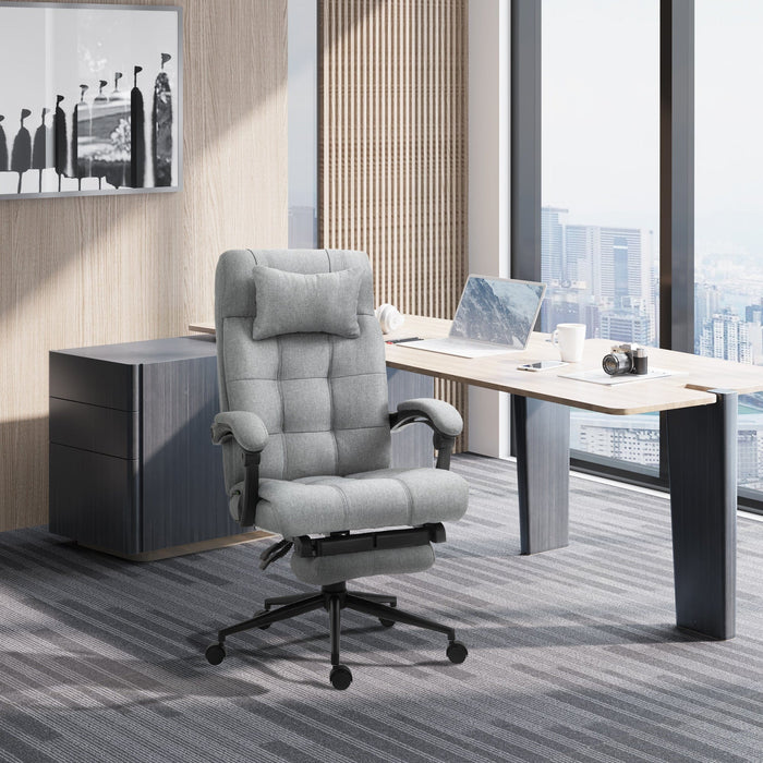 Light Grey Ergonomic Office Chair with Footrest