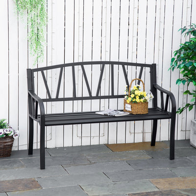 Modern Metal Garden Bench Outsunny