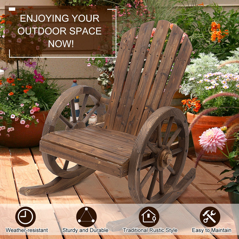 Adirondack Rocking Chair, Carbonized Wood Outsunny