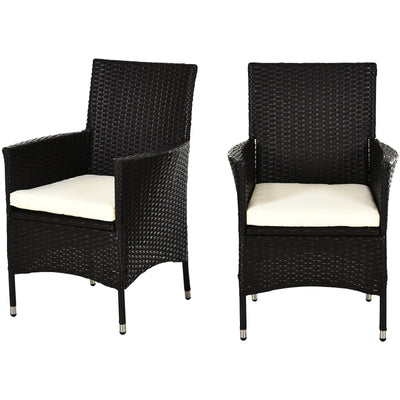 Garden Furniture Bistro Set, 2 Rattan Armchairs and Table Outsunny