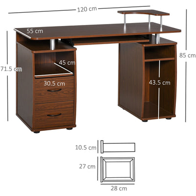Home Office Desk with Keyboard Tray & CPU Shelf Homcom