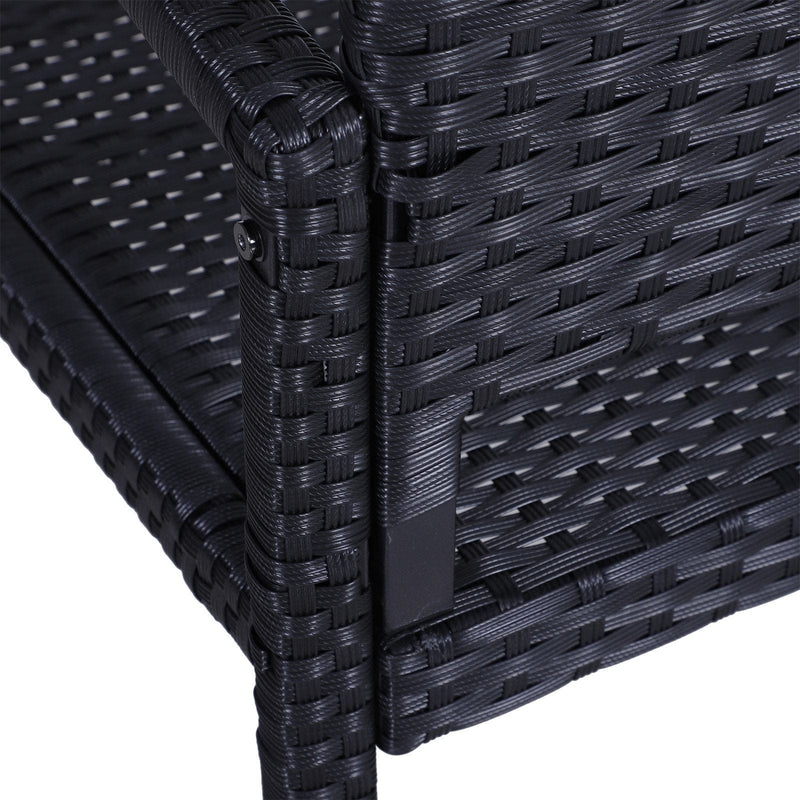 Outsunny Rattan Chair 2-Seater Loveseat-Black Outsunny