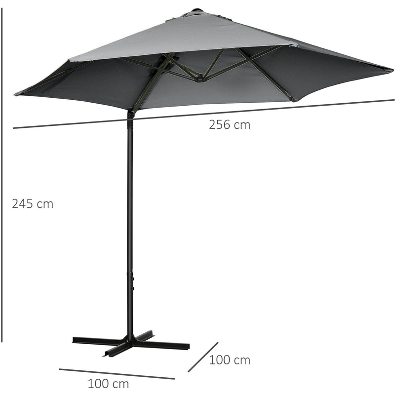 2.5M Cantilever Garden Parasol with 360° Rotation, Grey