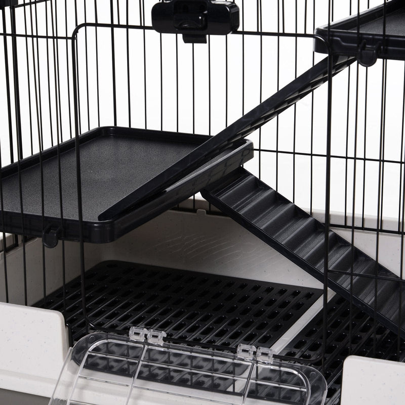 Guinea Pigs Hutch With Ramp - Black & White