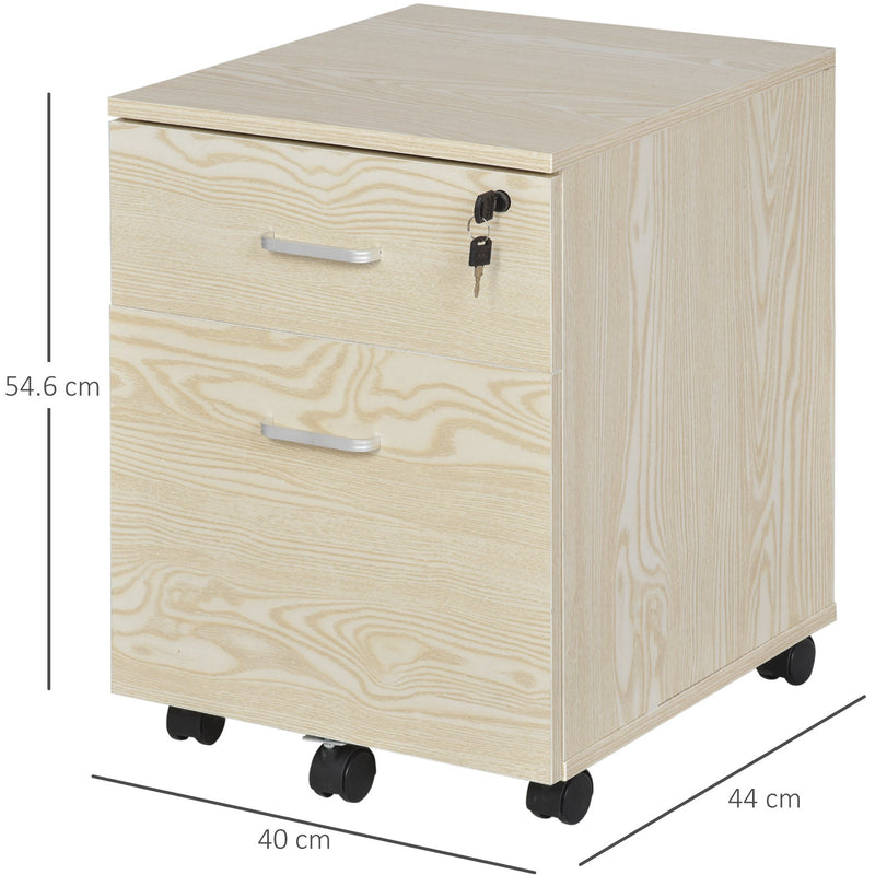 2-Drawer Locking Filing Cabinet, Oak