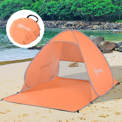 Pop Up 2 Person Tent for Quick Shelter with Mesh Window and Carry Bag Orange Outsunny