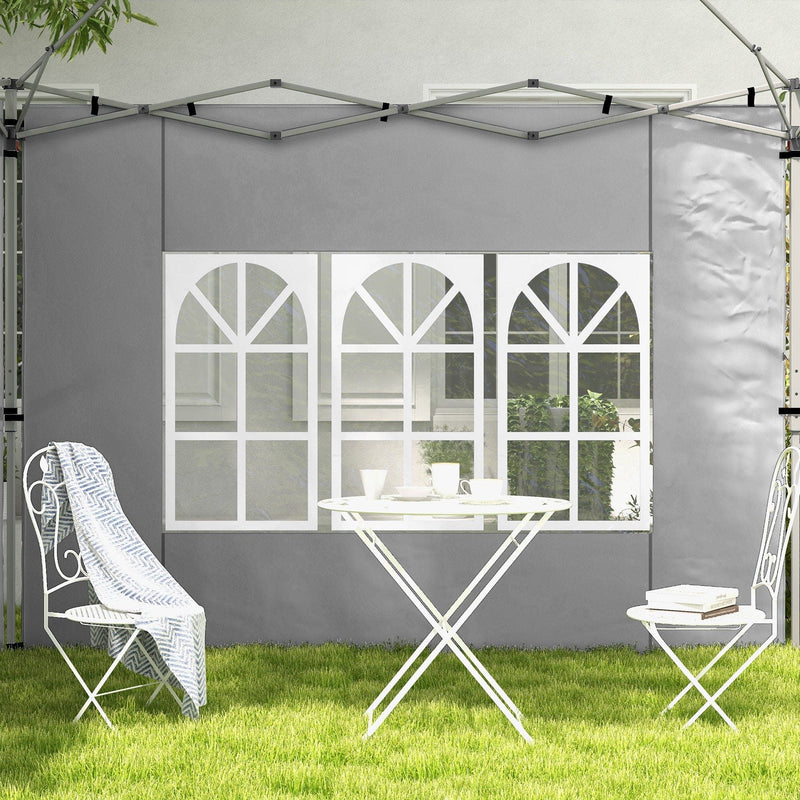 Outsunny Gazebo Side Panels, Sides Replacement with Window for 3x3(m) or 3x4m Pop Up Gazebo, 2 Pack, Grey Outsunny
