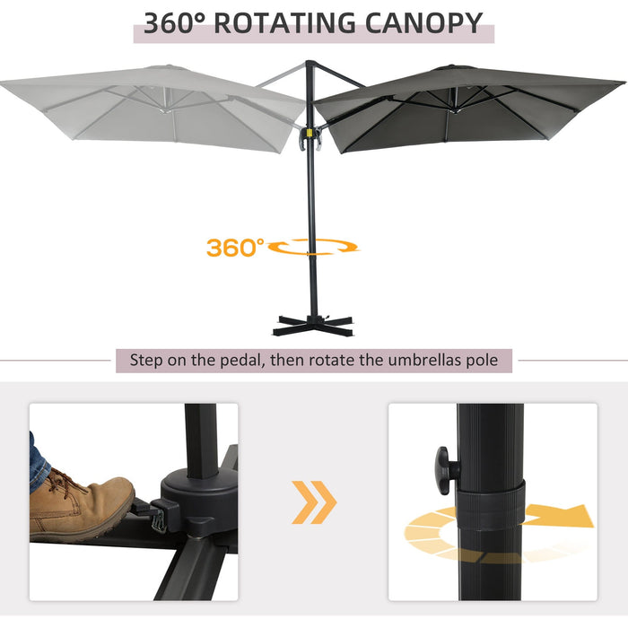 2.5m Roma Cantilever Parasol - Grey