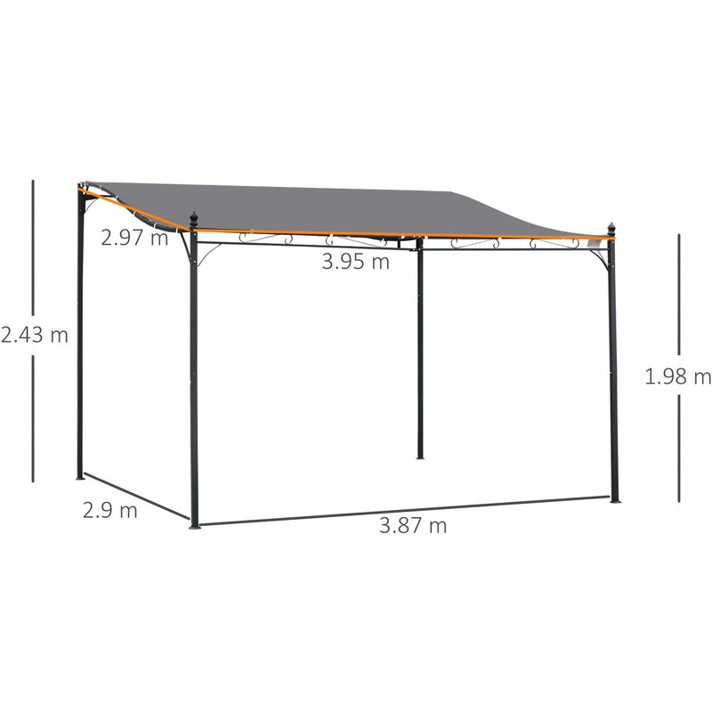 Wall Mounted Gazebo Canopy, Steel Frame, 4 x 3m