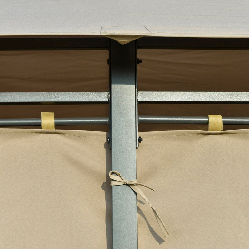 Gazebo With Lights, Metal Frame, Double Tier Roof, 3x4m