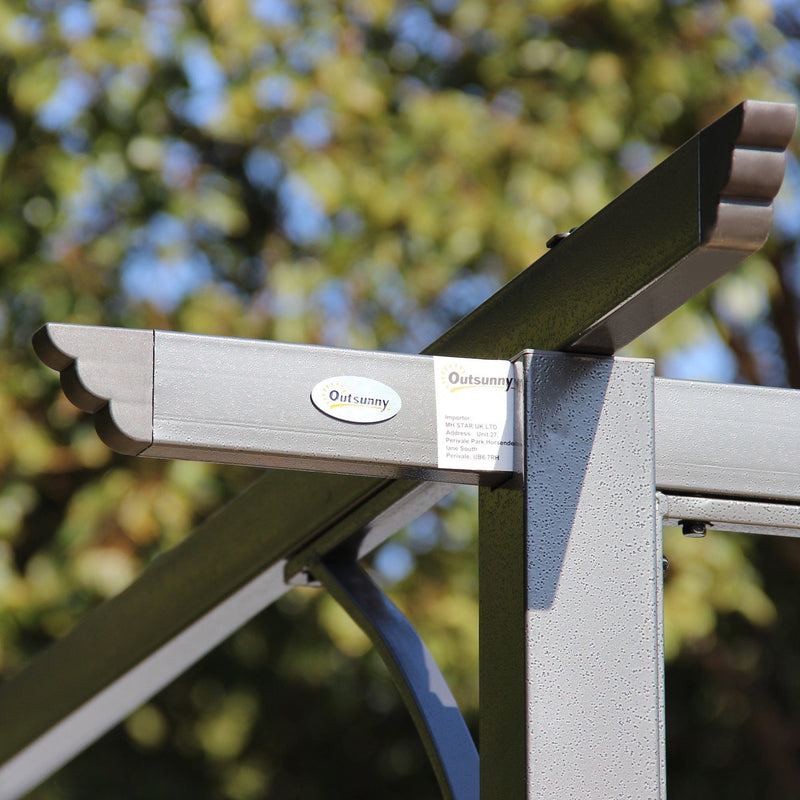 3.5x3.5m Metal Garden Pergola With Retractable Roof