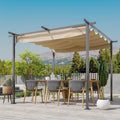 Metal Pergola Canopy, 3x3m, Retractable Canopy, Sun Shade
