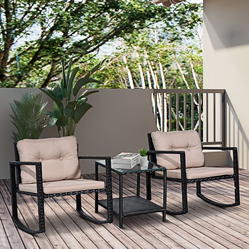 Outdoor Rattan Rocking Chairs With Table