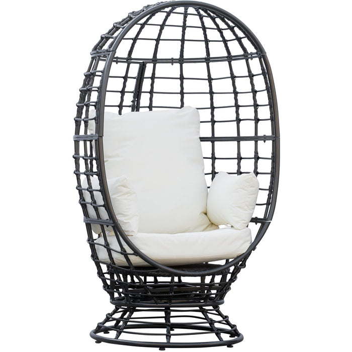 Wicker Egg Chair With 360° Swivel Base And Cushions