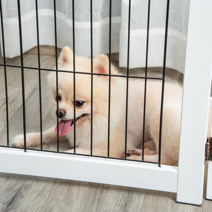 Freestanding Wooden Pet Gate, 264L x 35.5W x 77H cm, White