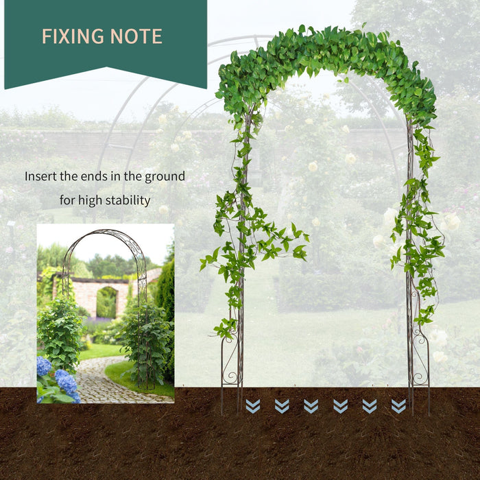 Metal Garden Arch, Climbing Plants, L120 x W30 x H226cm