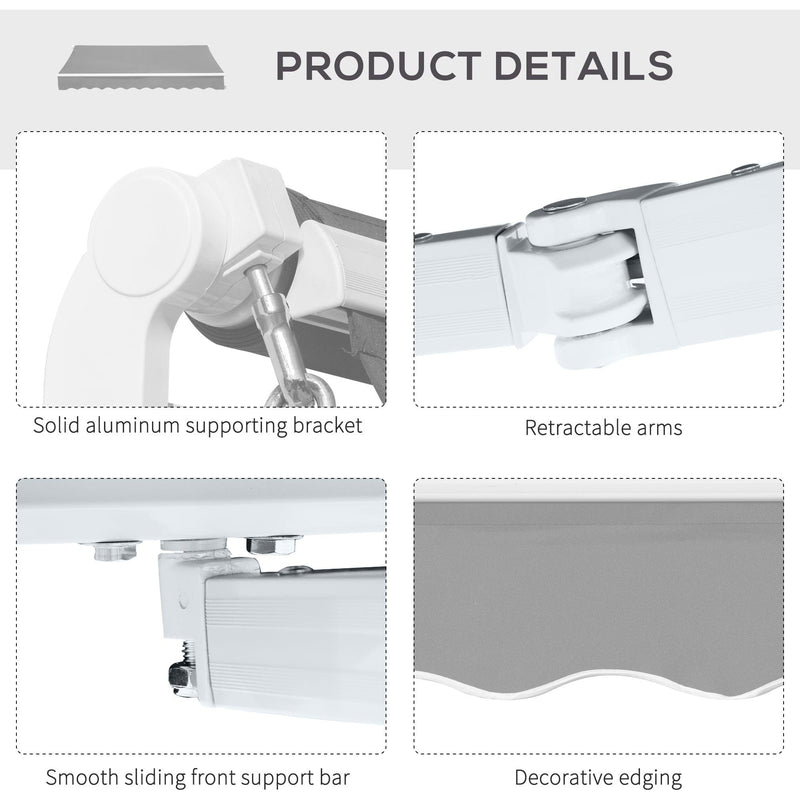 Awning Canopy Retractable, Manual Operation, 4x2.5m