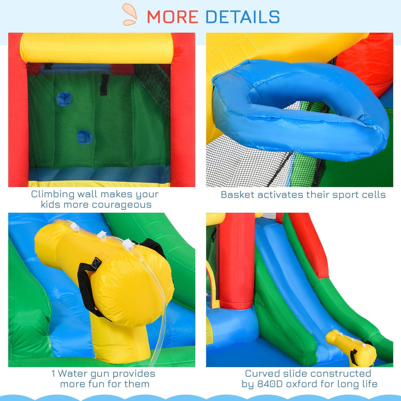 Outsunny 6-in-1 Bouncy Castly & Water Park, 3-8 Yrs Outsunny
