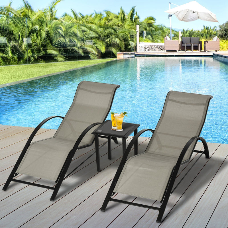 3-Piece Sun Loungers With Table