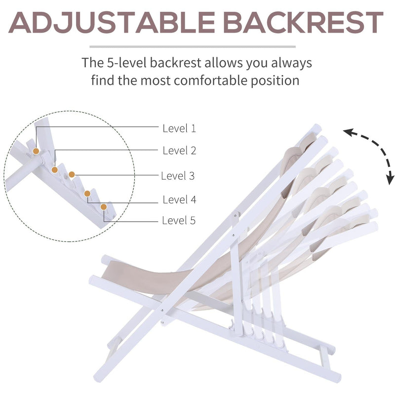 Folding Wooden Deck Chairs, Set of 2