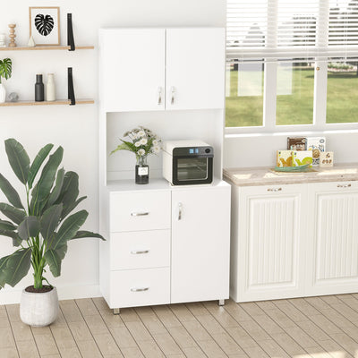 2 Door Kitchen Cabinet With Drawers, White Homcom
