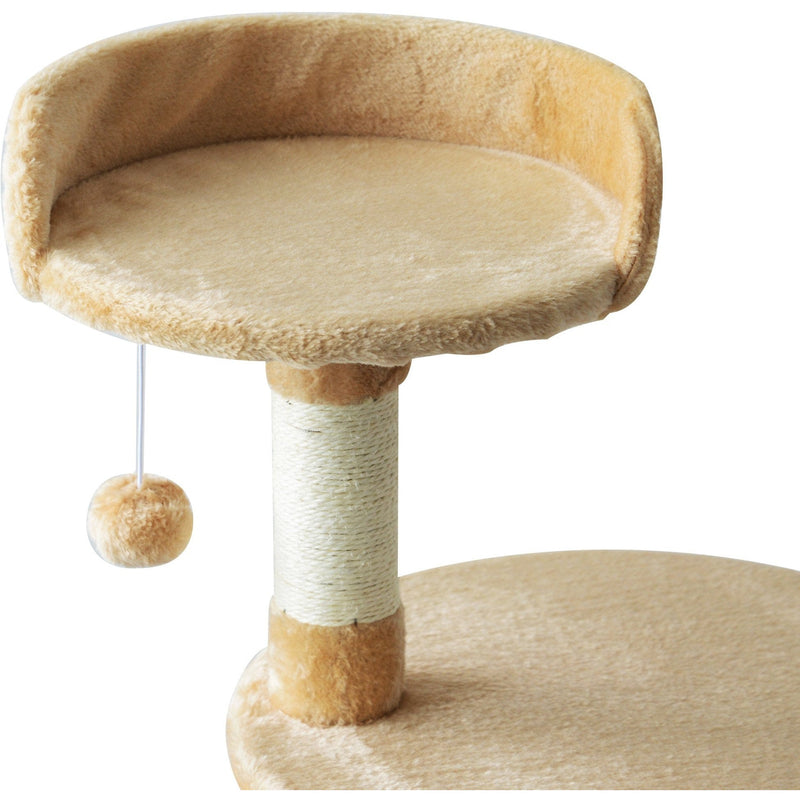 "114cm Beige Cat Tree: Sturdy House for Climbing and Play"