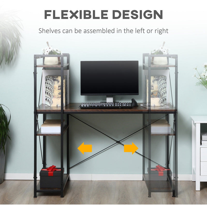 Computer Desk with Bookshelf, Metal Frame