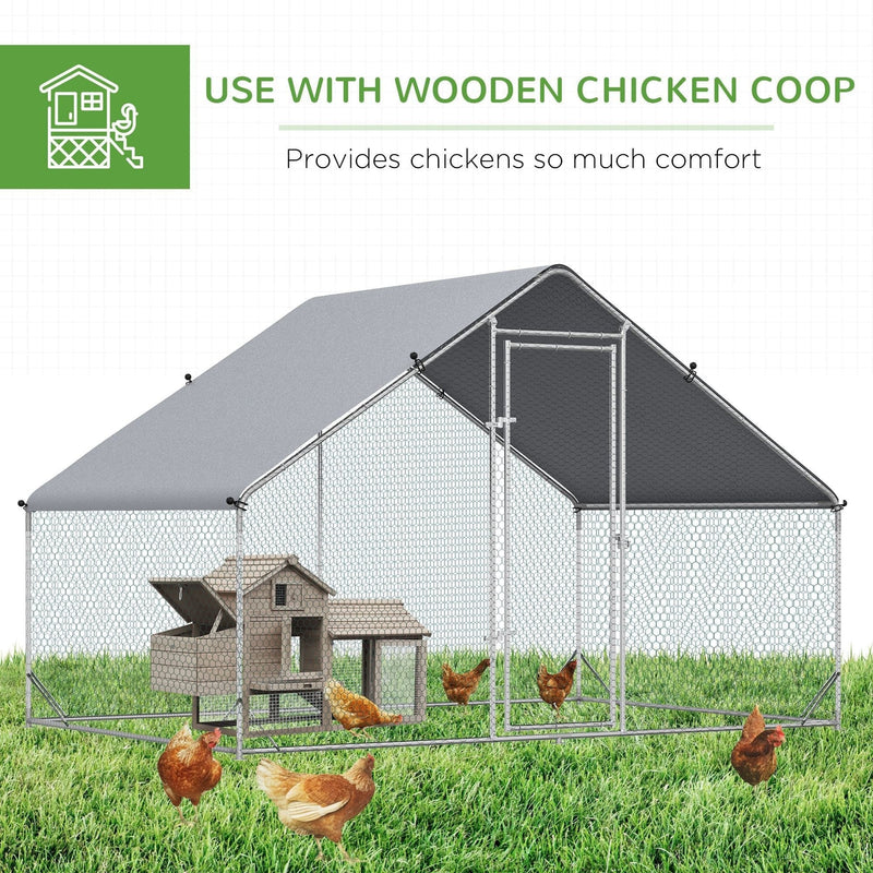 Galvanised Chicken Coop w/ Run, Playpen, Water-Resist Cover