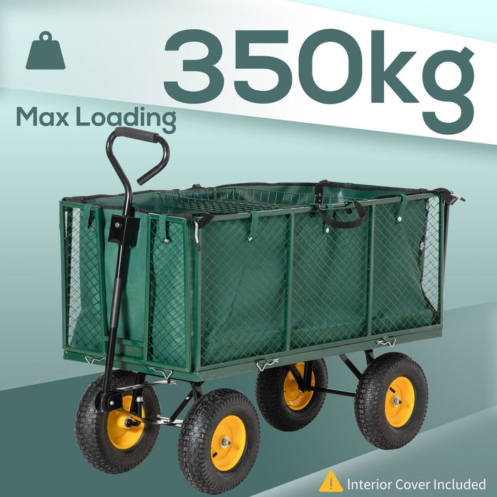 4 Wheel Heavy Duty Garden Trolley, Green