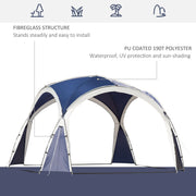 Dome Event Shelter, Garden Canopy, 3.5x3.5m, Grey/Blue Outsunny