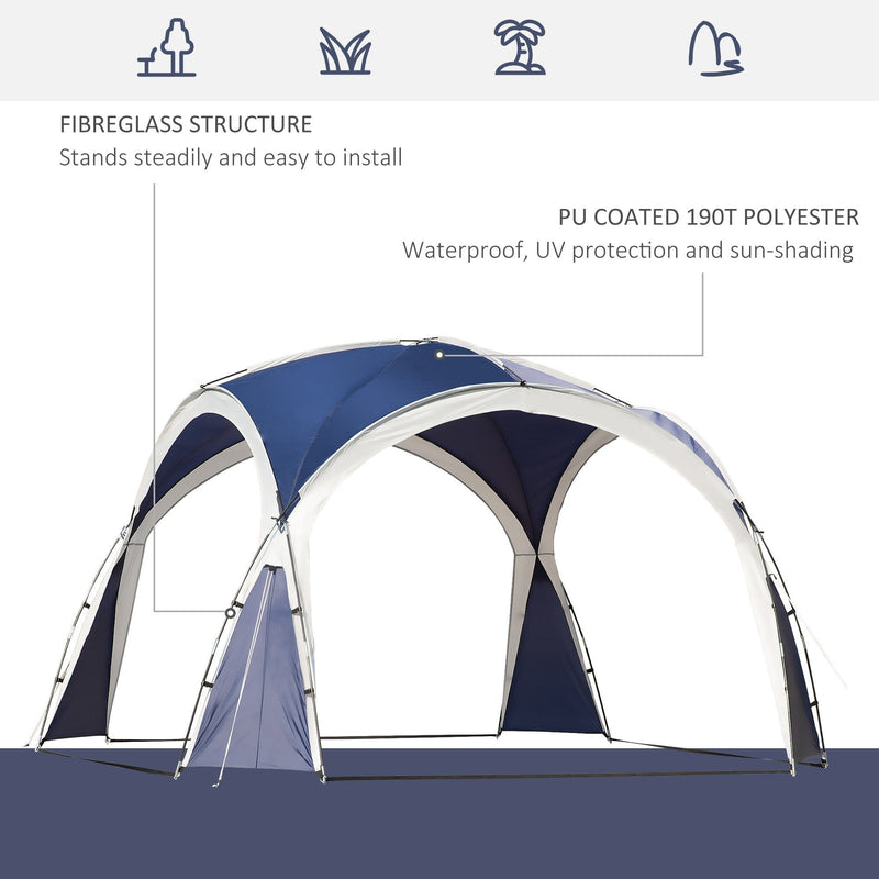 Dome Event Shelter, Garden Canopy, 3.5x3.5m, Grey/Blue Outsunny