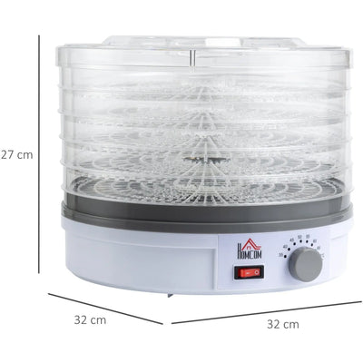 5 Tier Food Dehydrator, 245W, Adjustable Temp, Black Homcom