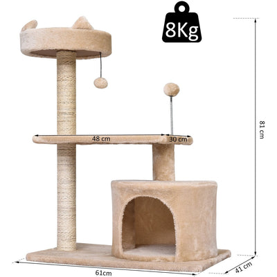 3-Tier Sisal Rope Cat Scratching Post w/ Toys Pawhut