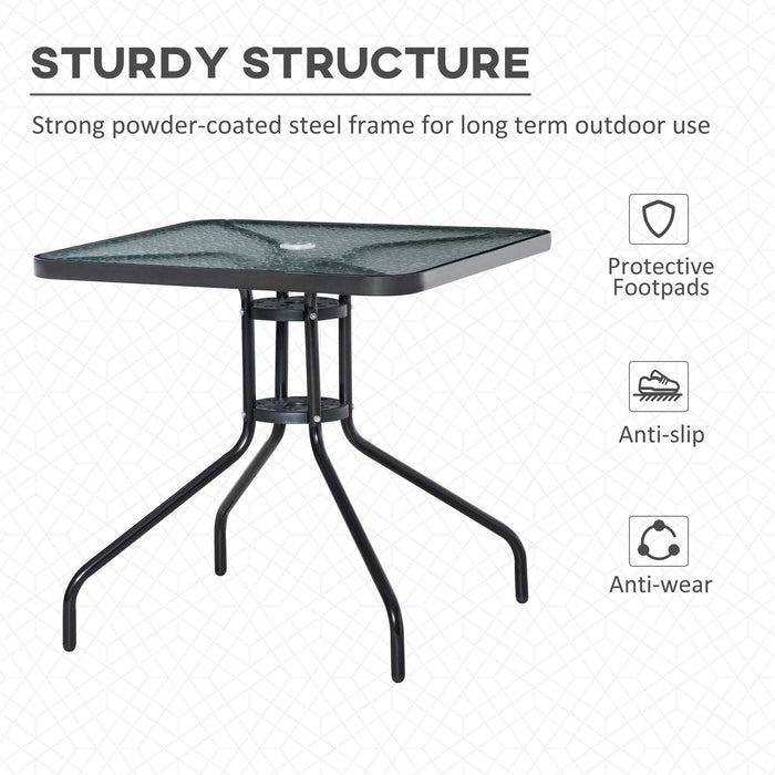 Sqaure Patio Table with Umbrella Hole 76x76cm