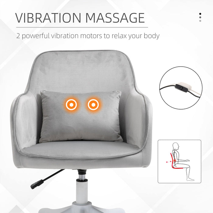 Grey Velvet Office Chair with Rechargeable Vibration Massage