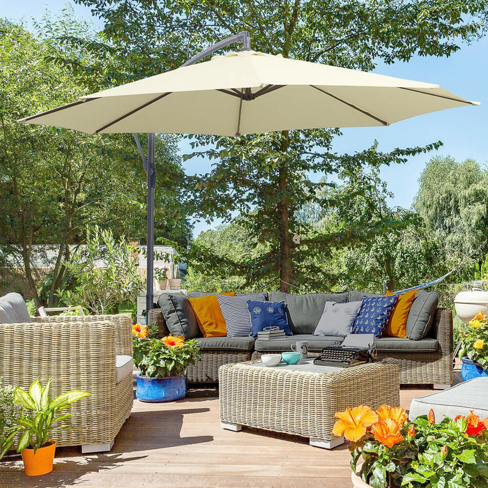 Image of a Cream Overhanging Garden Parasol