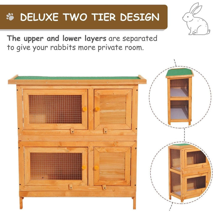 Pawhut 2 Tier Rabbit Hutch