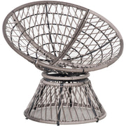 Outsunny 360° Swivel Rattan Papasan Moon Bowl Chair Round Lounge Garden Wicker Basket Seat with Padded Cushion Oversized for Outdoor Indoor, Grey Outsunny