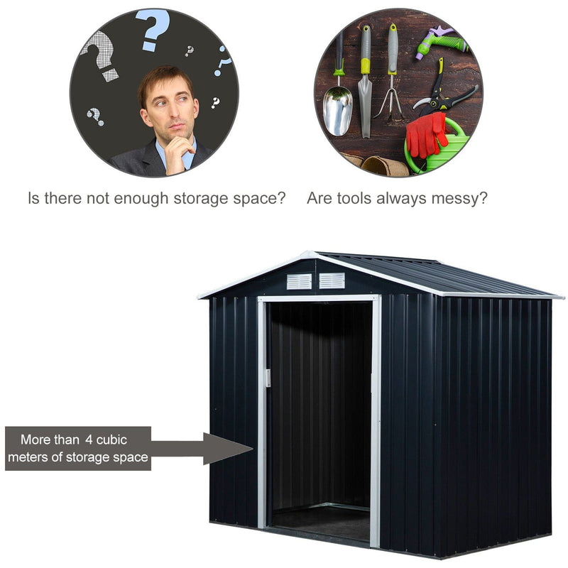 7x4 Metal Shed, Apex Roof