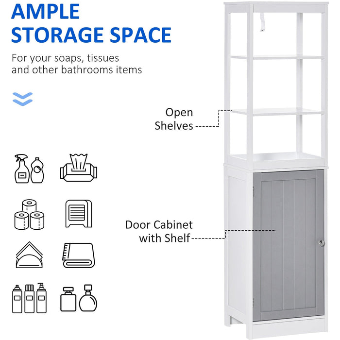 White Tall Free Standing Bathroom Slimline Cabinet