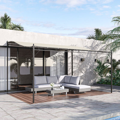 Wall Mounted Gazebo Canopy, Steel Frame, 4 x 3m Outsunny
