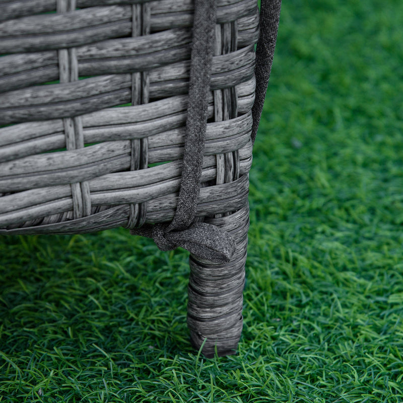 Contemporary Rattan Sun Lounger With Cushion Outsunny