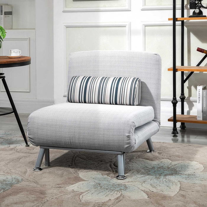 Grey Single Sofa Bed with Pillow