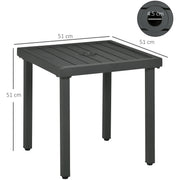 Outsunny Garden Side Table, Patio Coffee Table with Umbrella Hole, End Table with Steel Frame for Balcony, Grey Outsunny