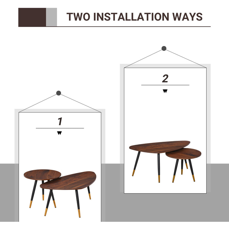 Vintage Set of 2 Nested Coffee Tables, Triangle Design