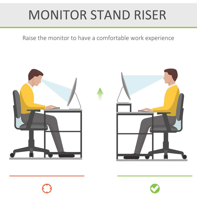 Monitor Riser, PC Stand, Drawer, Bamboo, Desktop Organiser