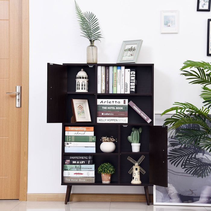 Sideboard Bookshelf, 2 Cupboards, 4 Shelves, 80x23x123cm